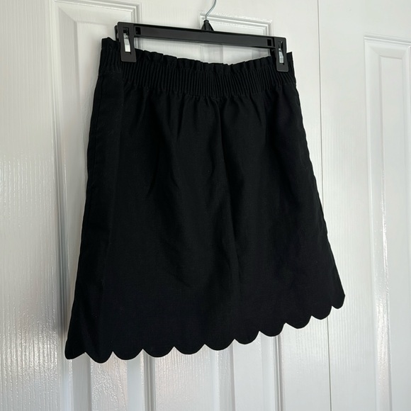 J. Crew Factory Black Linen Cotton Scalloped Skirt Size 6 NWT - Picture 1 of 6